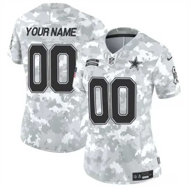 Women%27s Dallas Cowboys Active Player Custom 2024 F.U.S.E Arctic Camo Salute To Service Limited Stitched Football Jersey(Run Small)